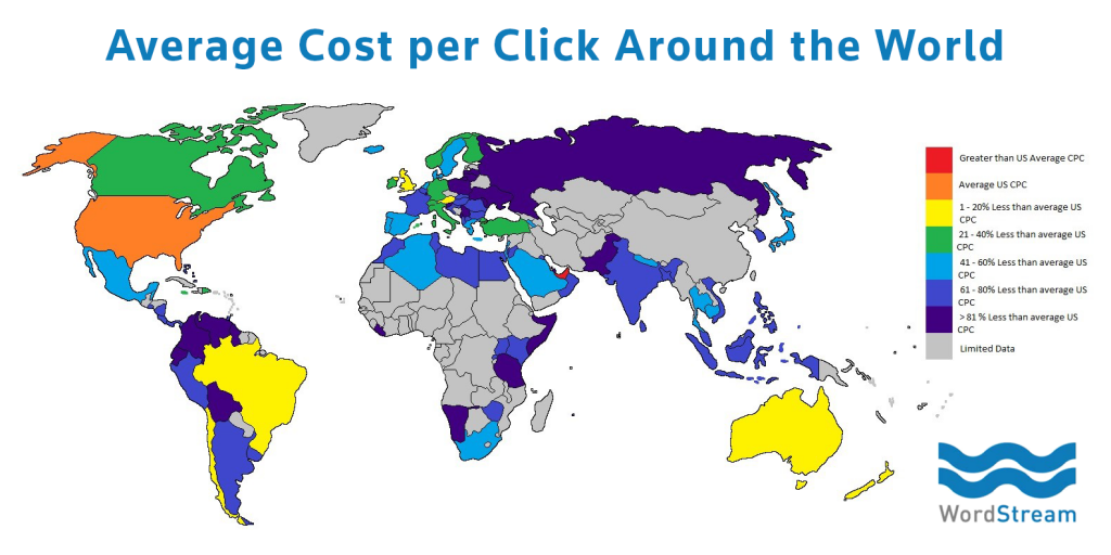 Map displaying cost per click