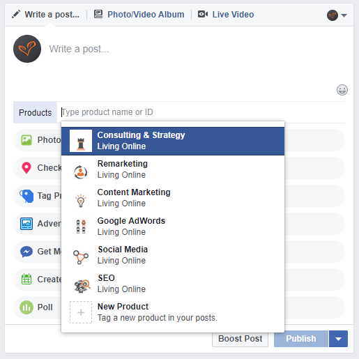 Facebook Tag Products